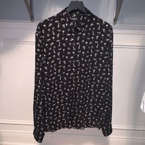 The Kooples silk black printed buttondown men’s XL
